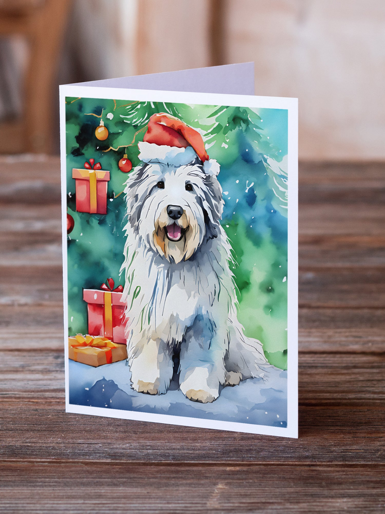 Glamorous Pups : Old English Sheepdog Christmas Greeting Cards Pack of 8