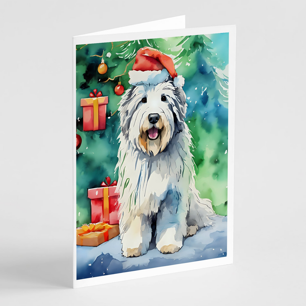 Glamorous Pups : Old English Sheepdog Christmas Greeting Cards Pack of 8