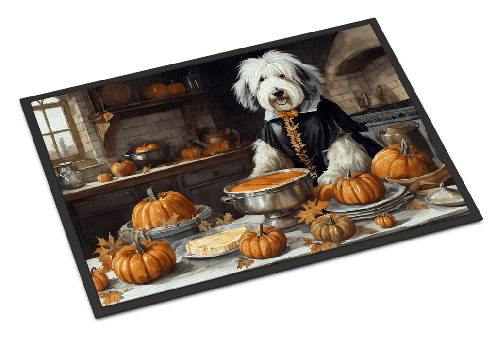 Glamorous Pups : Old English Sheepdog Fall Kitchen Pumpkins Doormat