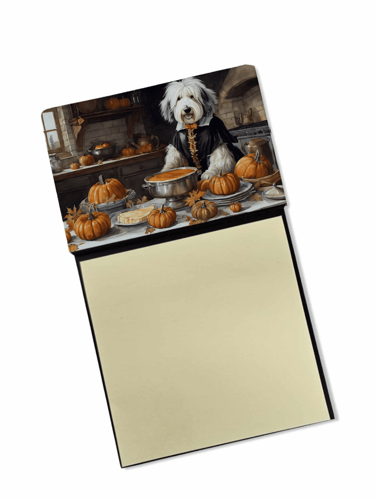 Glamorous Pups : Old English Sheepdog Fall Kitchen Pumpkins Sticky Note Holder