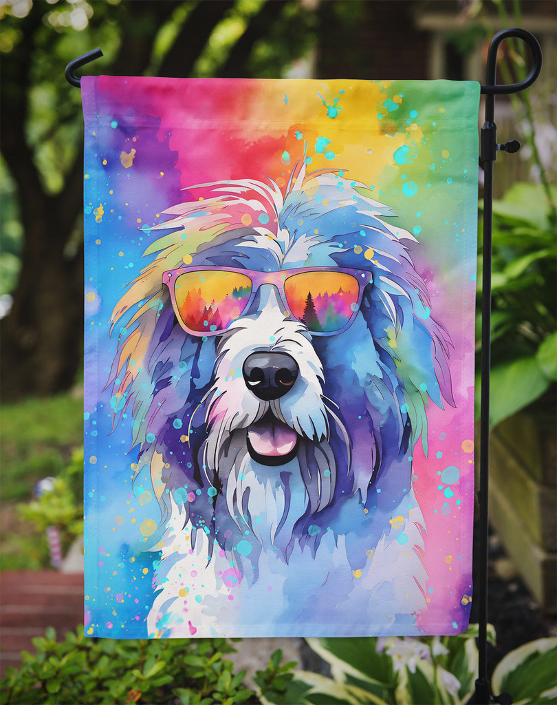 Glamorous Pups : Old English Sheepdog Hippie Dawg Garden Flag