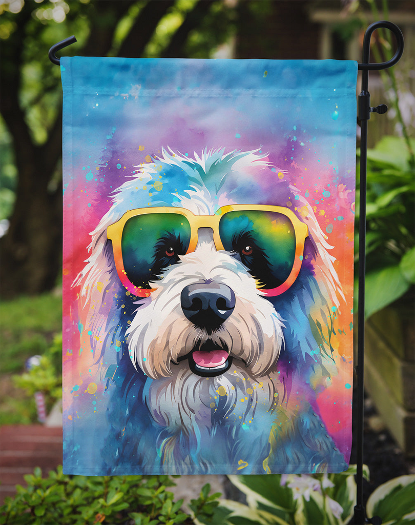Glamorous Pups : Old English Sheepdog Hippie Dawg Garden Flag
