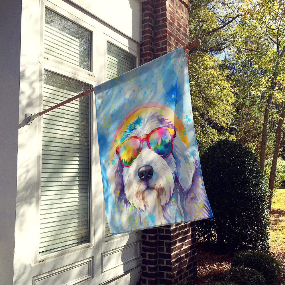 Glamorous Pups : Old English Sheepdog Hippie Dawg House Flag