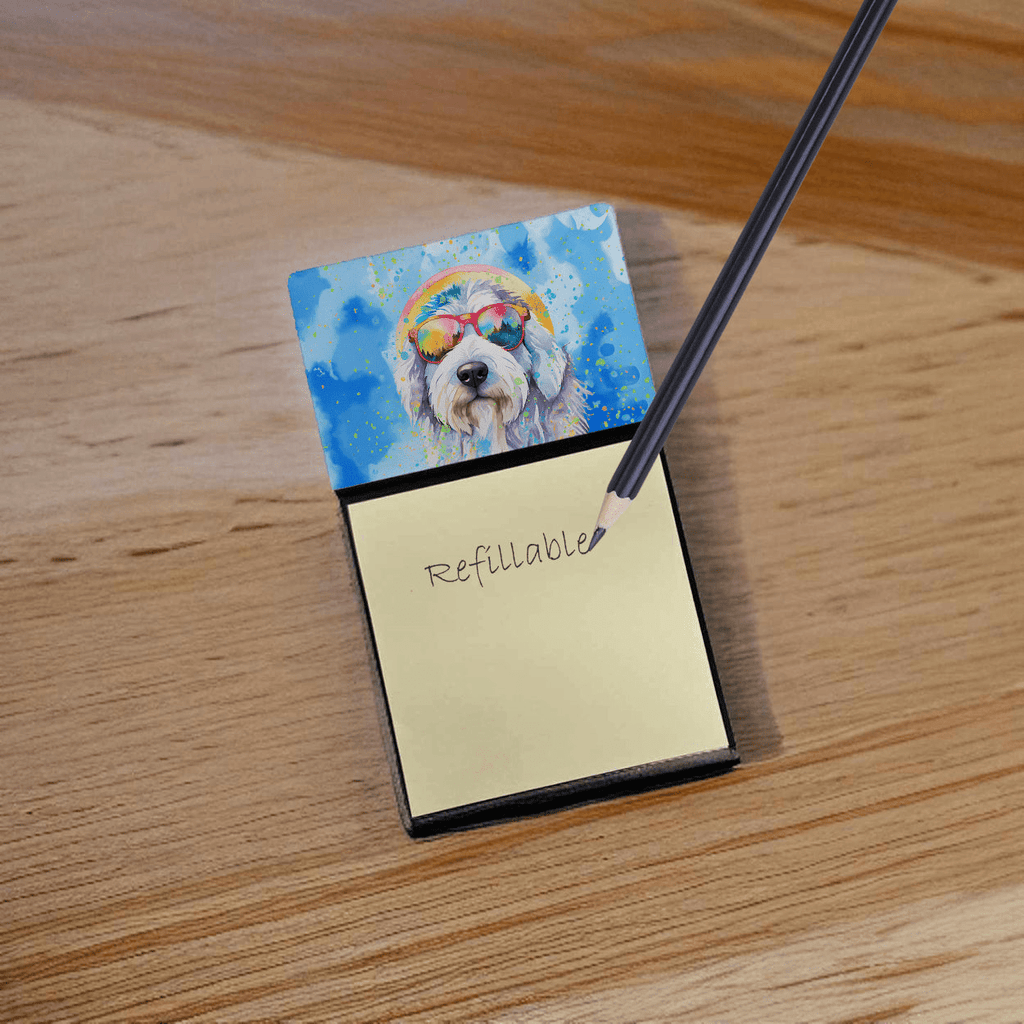 Glamorous Pups : Old English Sheepdog Hippie Dawg Sticky Note Holder