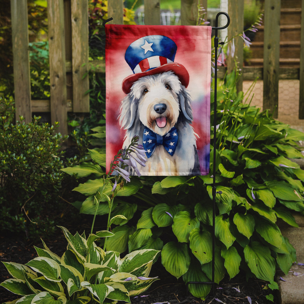 Glamorous Pups : Old English Sheepdog Patriotic American Garden Flag