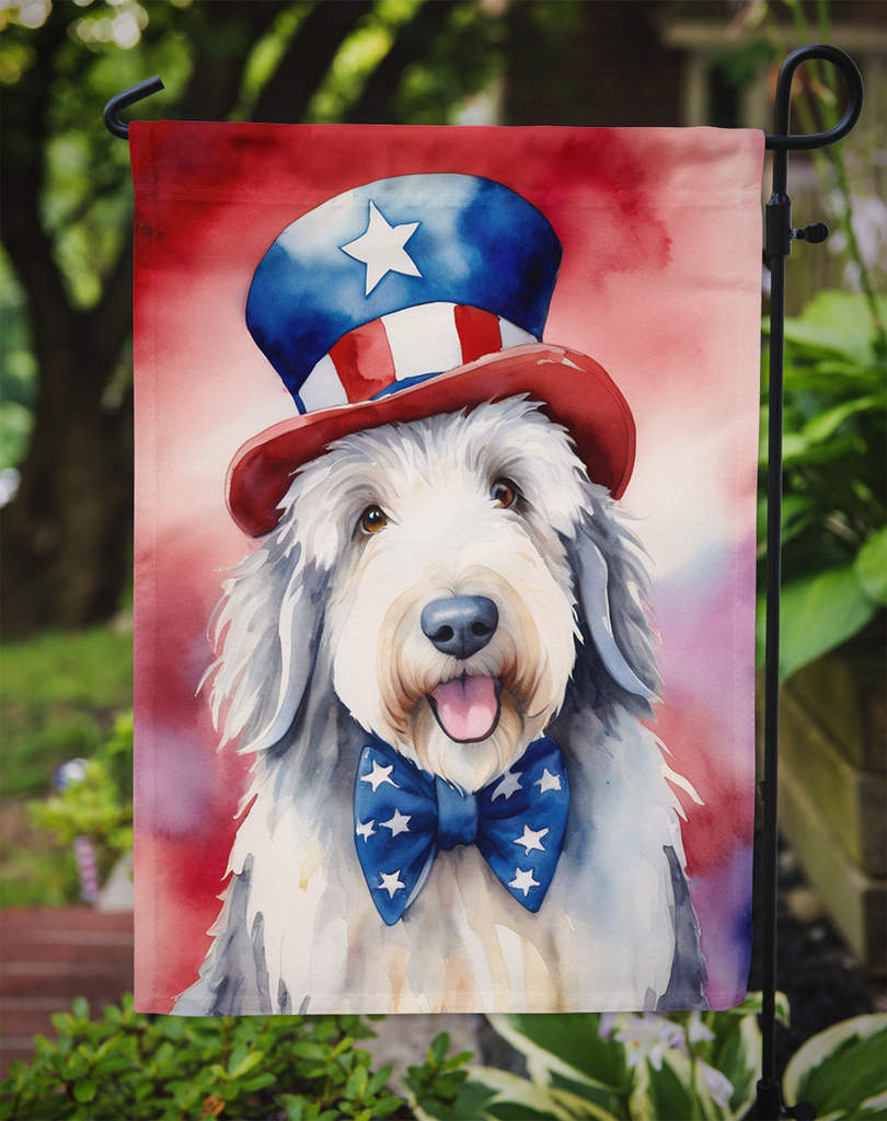 Glamorous Pups : Old English Sheepdog Patriotic American Garden Flag