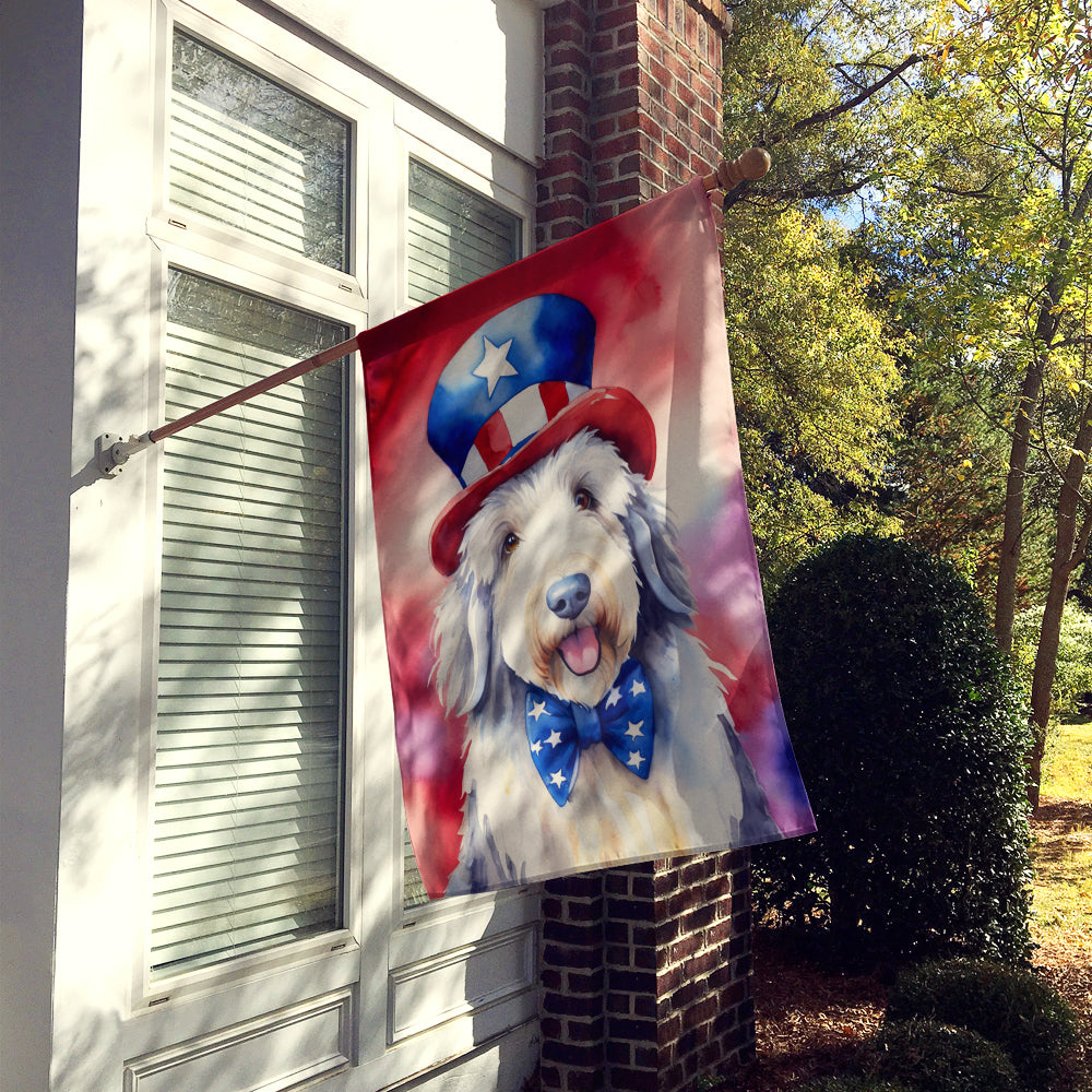 Glamorous Pups : Old English Sheepdog Patriotic American House Flag