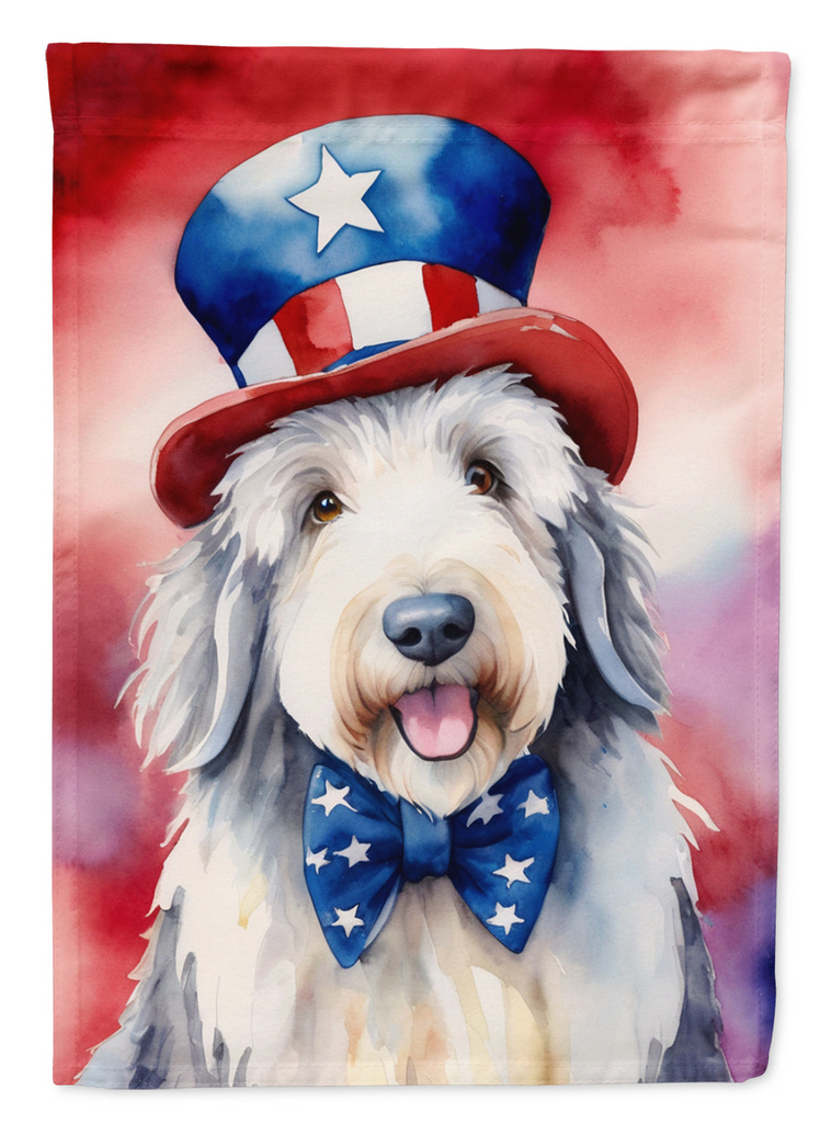 Glamorous Pups : Old English Sheepdog Patriotic American House Flag