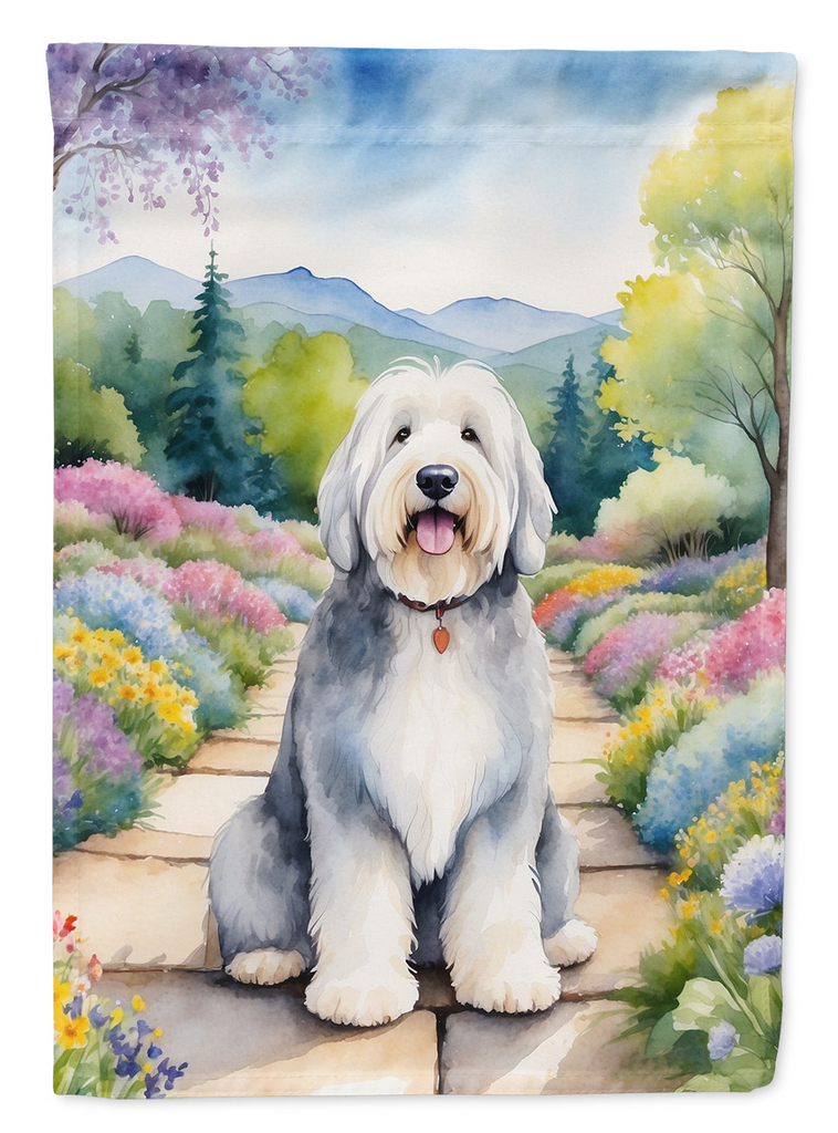 Glamorous Pups : Old English Sheepdog Spring Path Garden Flag