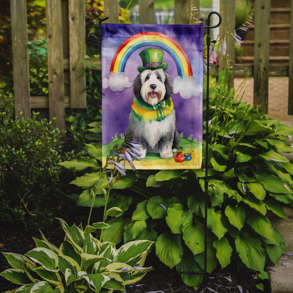 Glamorous Pups : Old English Sheepdog St Patrick's Day Garden Flag