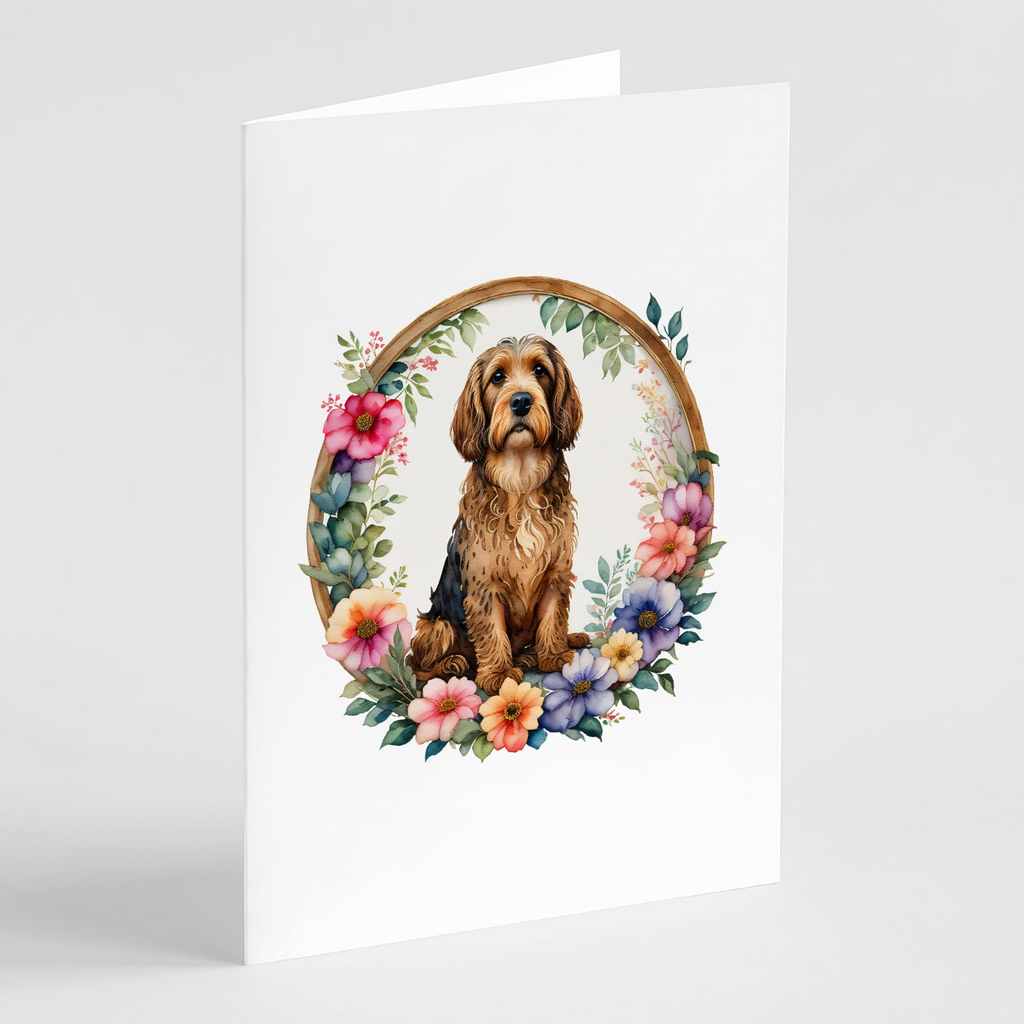 Glamorous Pups : Otterhound and Flowers Greeting Cards Pack of 8