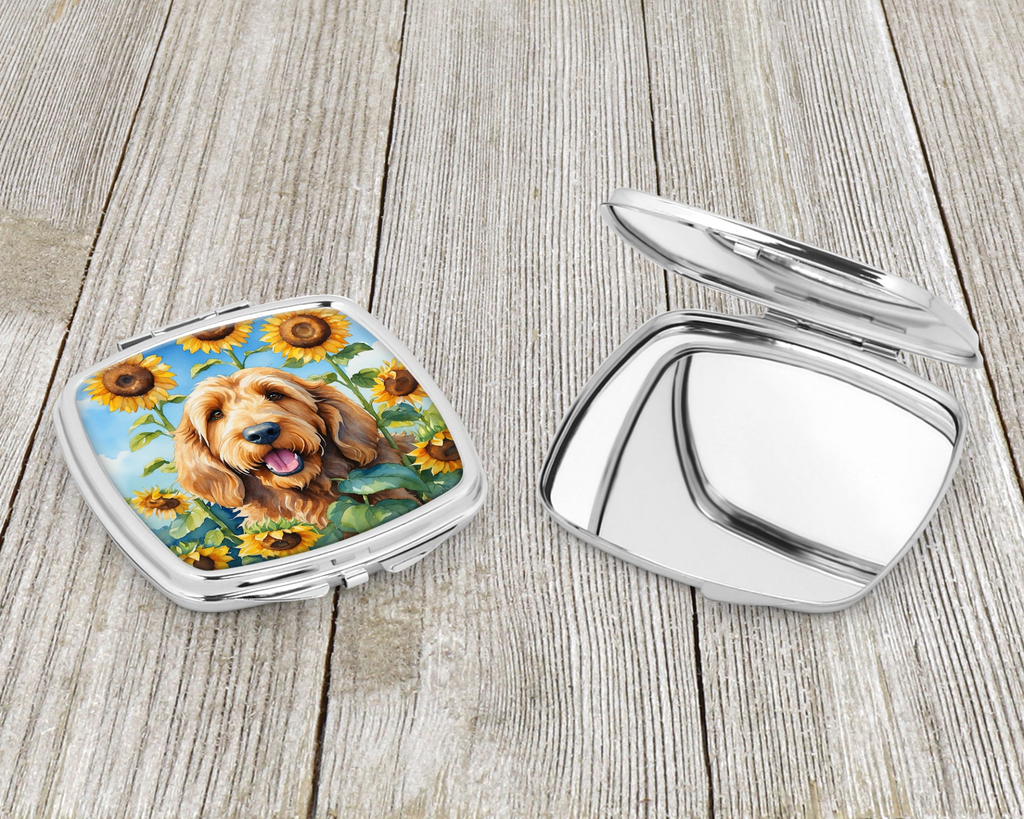 Glamorous Pups : Otterhound in Sunflowers Compact Mirror