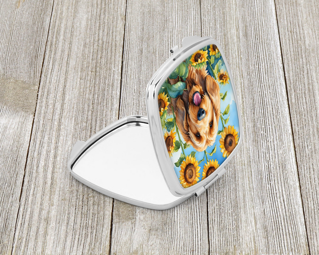 Glamorous Pups : Otterhound in Sunflowers Compact Mirror
