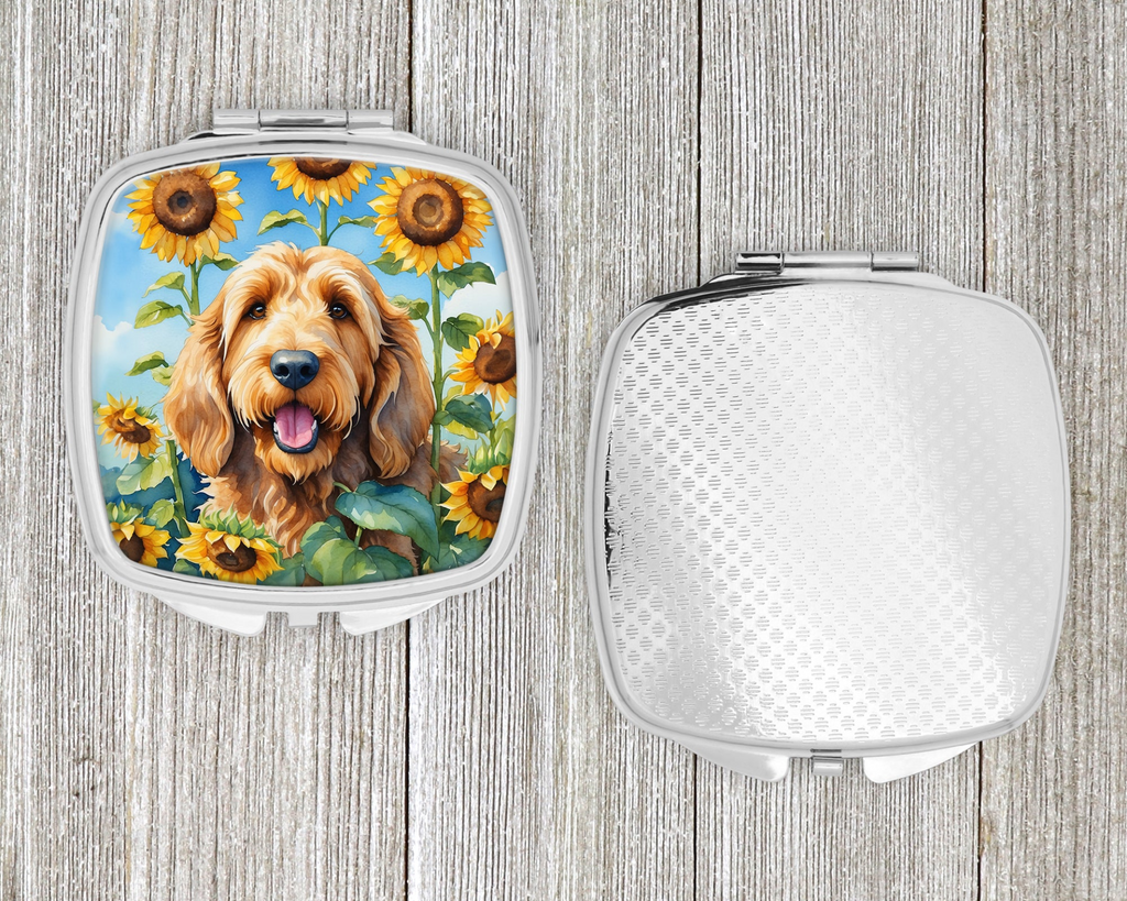 Glamorous Pups : Otterhound in Sunflowers Compact Mirror