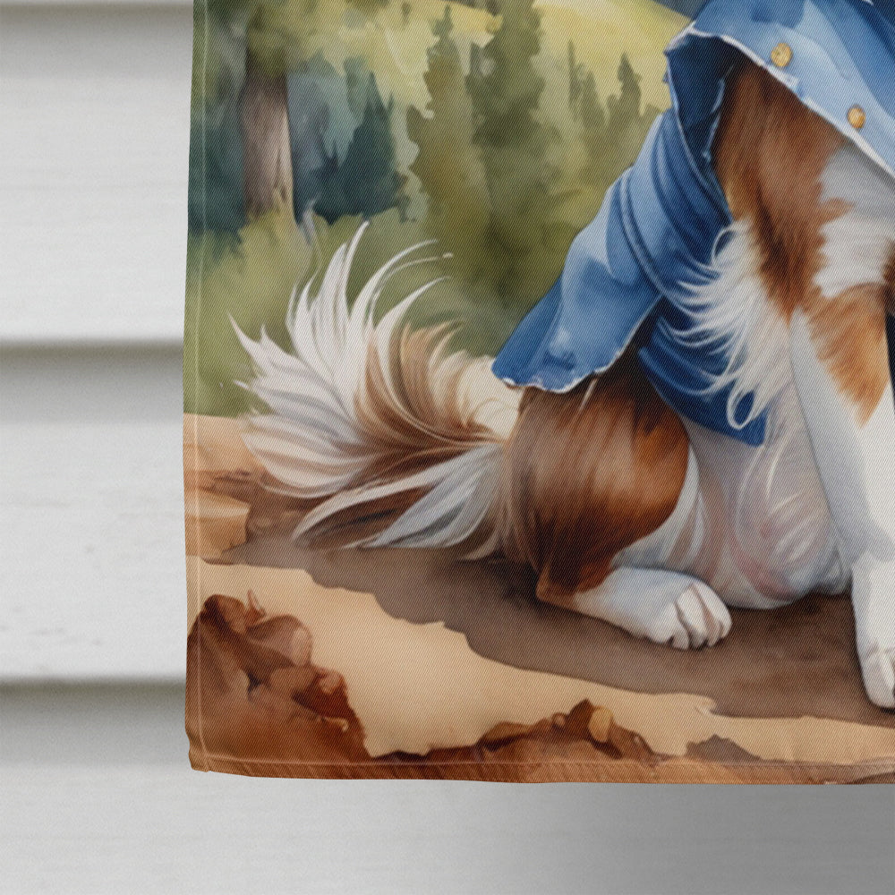 Glamorous Pups : Papillon Cowboy Welcome House Flag