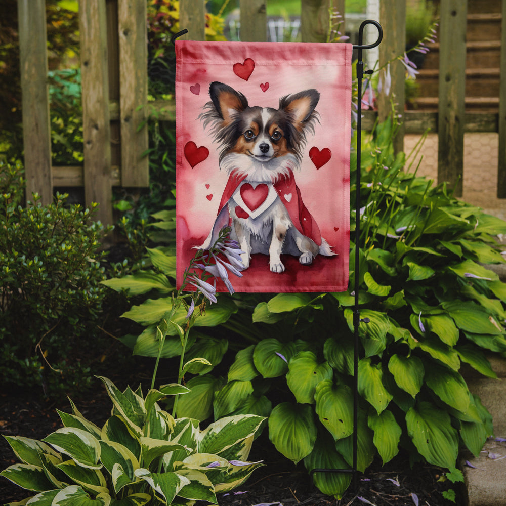 Glamorous Pups : Papillon My Valentine Garden Flag