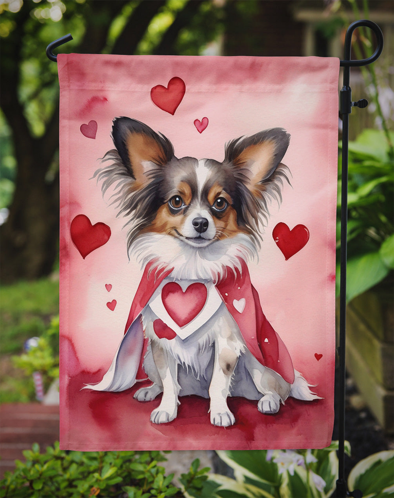 Glamorous Pups : Papillon My Valentine Garden Flag