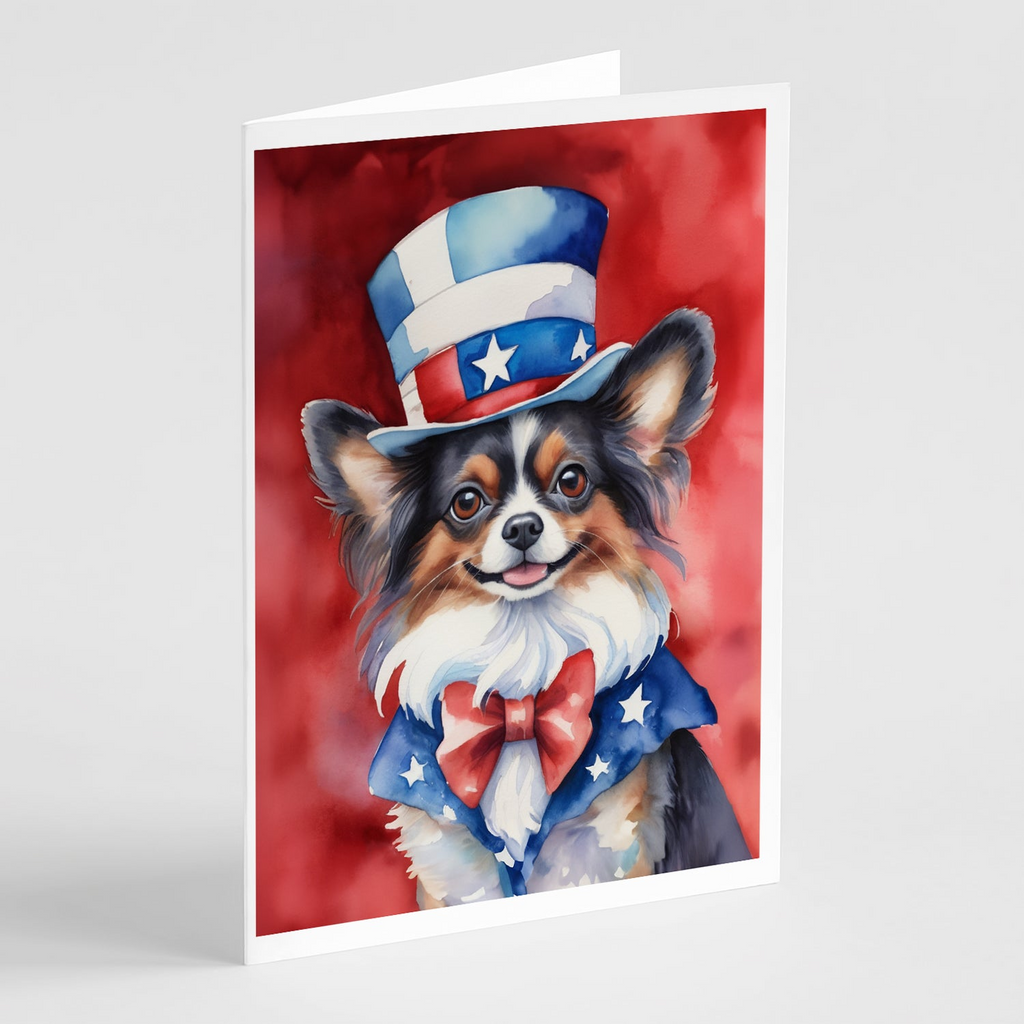 Glamorous Pups : Papillon Patriotic American Greeting Cards Pack of 8
