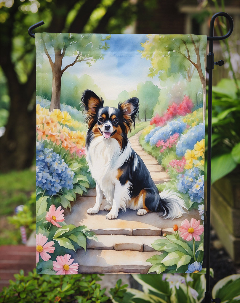 Glamorous Pups : Papillon Spring Path Garden Flag