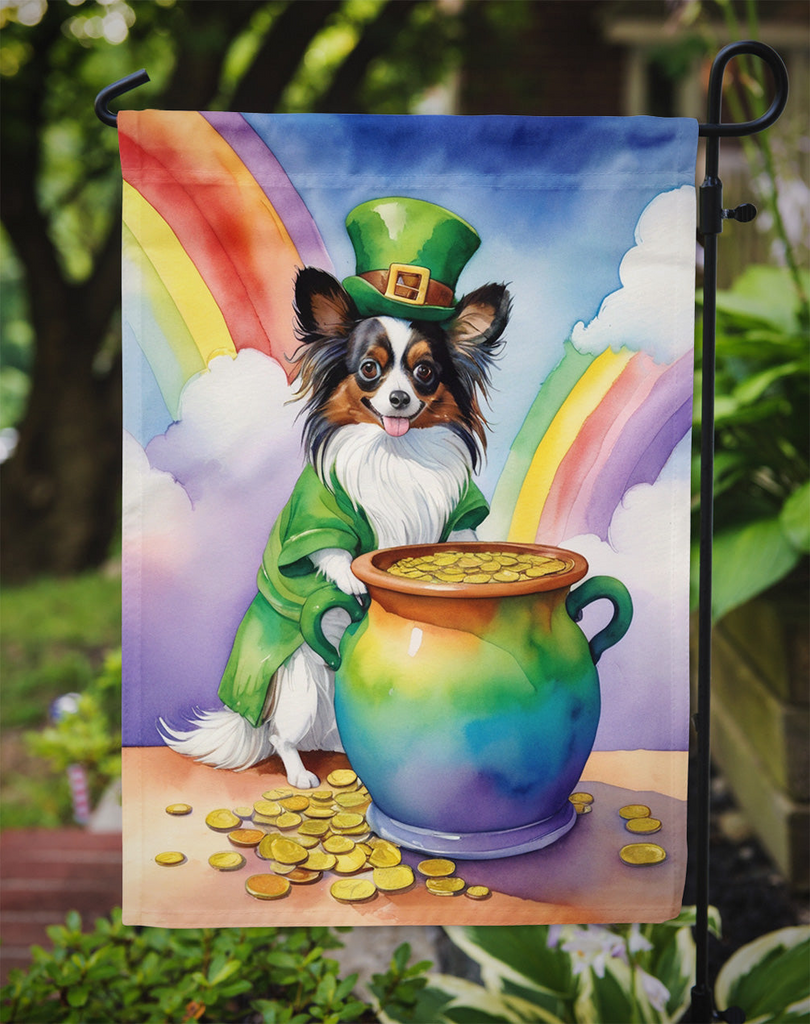 Glamorous Pups : Papillon St Patrick's Day Garden Flag