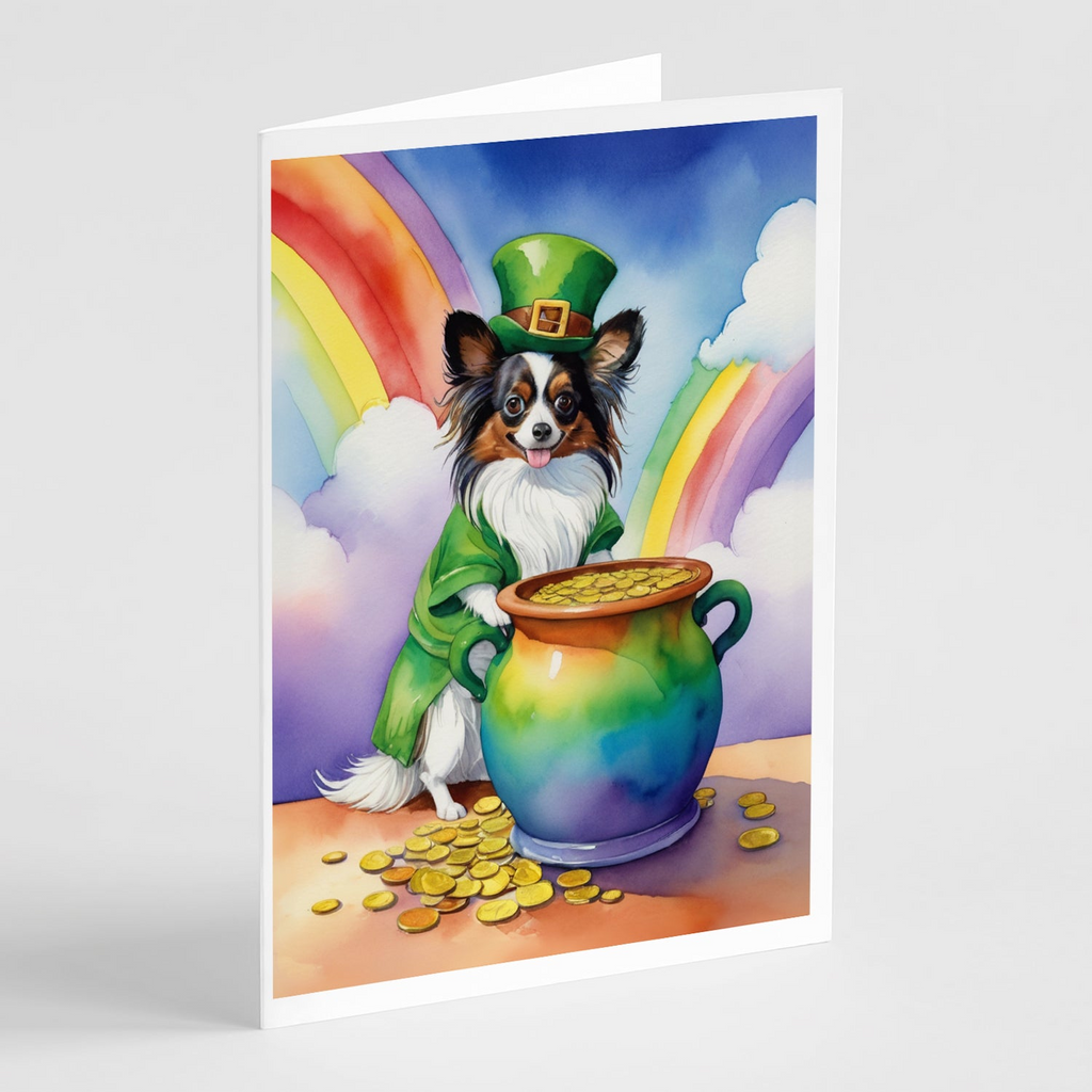 Glamorous Pups : Papillon St Patrick's Day Greeting Cards Pack of 8