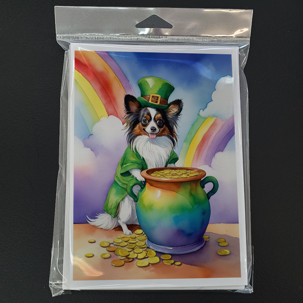 Glamorous Pups : Papillon St Patrick's Day Greeting Cards Pack of 8