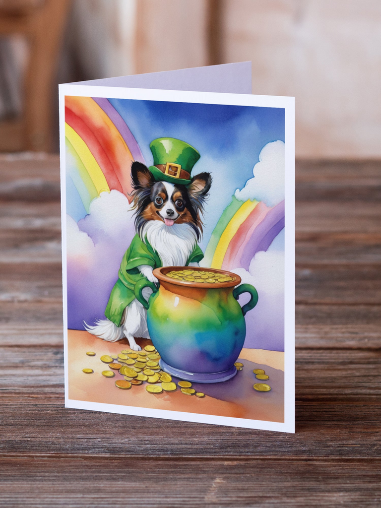 Glamorous Pups : Papillon St Patrick's Day Greeting Cards Pack of 8