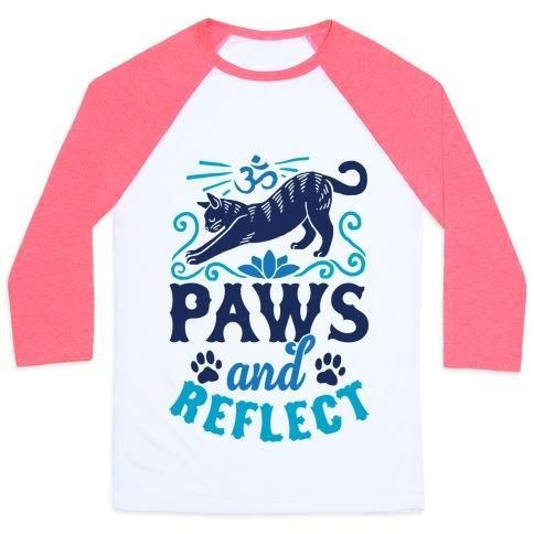Glamorous Pups : PAWS AND REFLECT (CAT) UNISEX CLASSIC BASEBALL TEE
