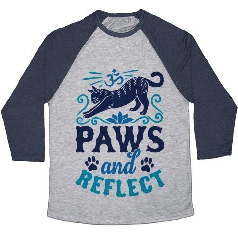 Glamorous Pups : PAWS AND REFLECT (CAT) UNISEX TRI-BLEND BASEBALL TEE