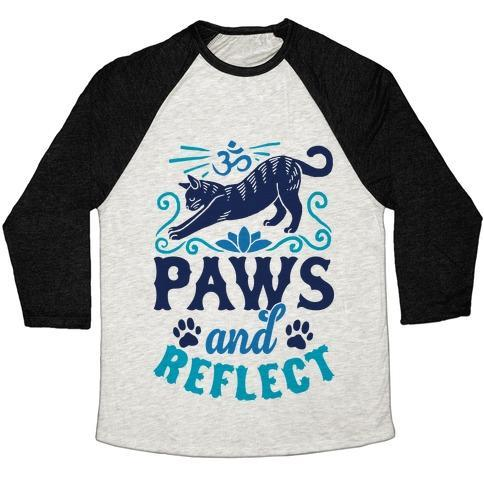 Glamorous Pups : PAWS AND REFLECT (CAT) UNISEX TRI-BLEND BASEBALL TEE