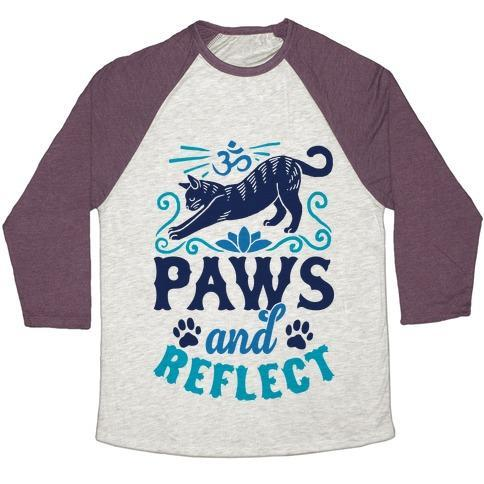 Glamorous Pups : PAWS AND REFLECT (CAT) UNISEX TRI-BLEND BASEBALL TEE