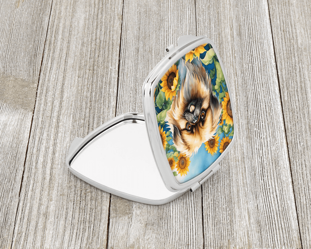 Glamorous Pups : Pekingese in Sunflowers Compact Mirror