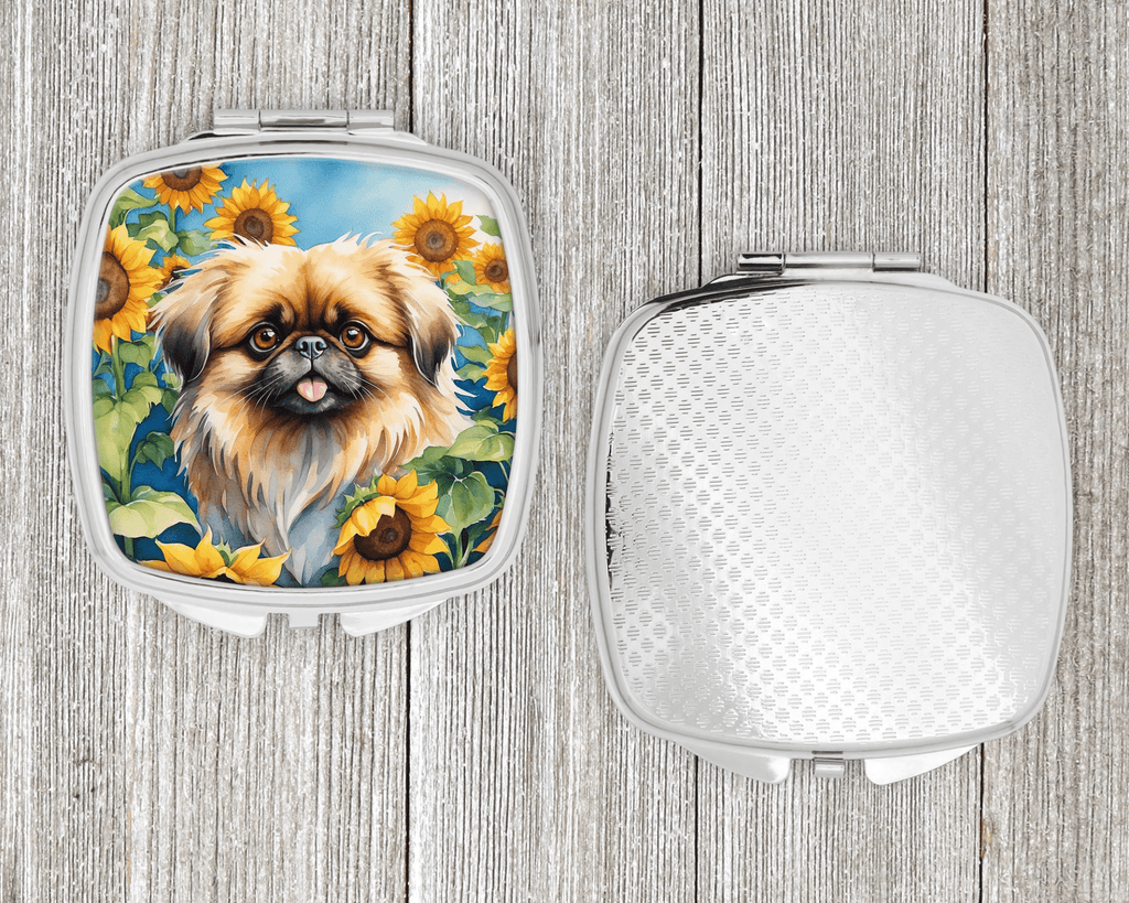 Glamorous Pups : Pekingese in Sunflowers Compact Mirror