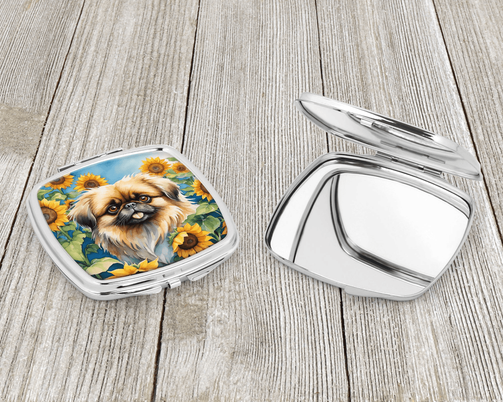 Glamorous Pups : Pekingese in Sunflowers Compact Mirror