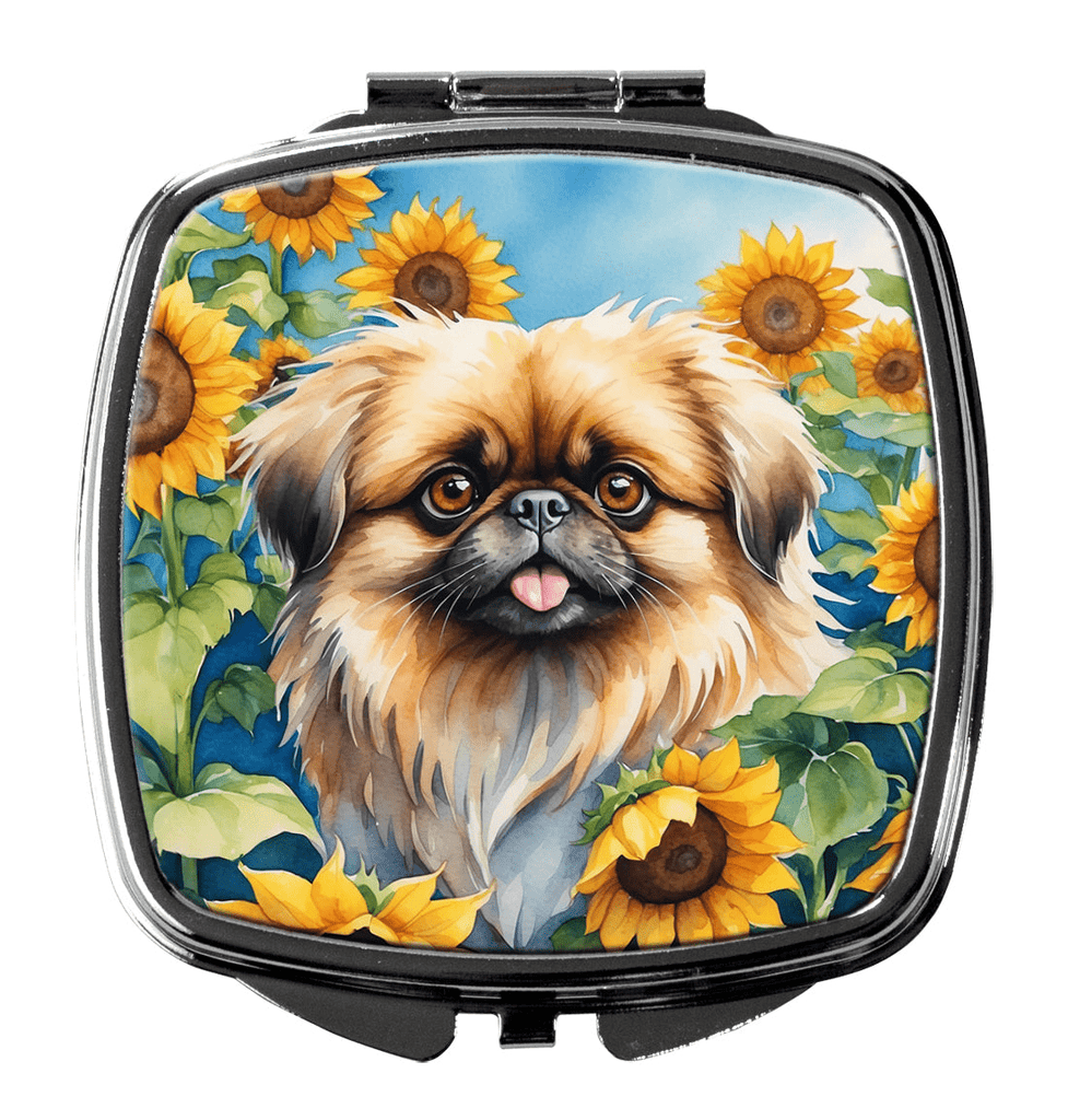 Glamorous Pups : Pekingese in Sunflowers Compact Mirror