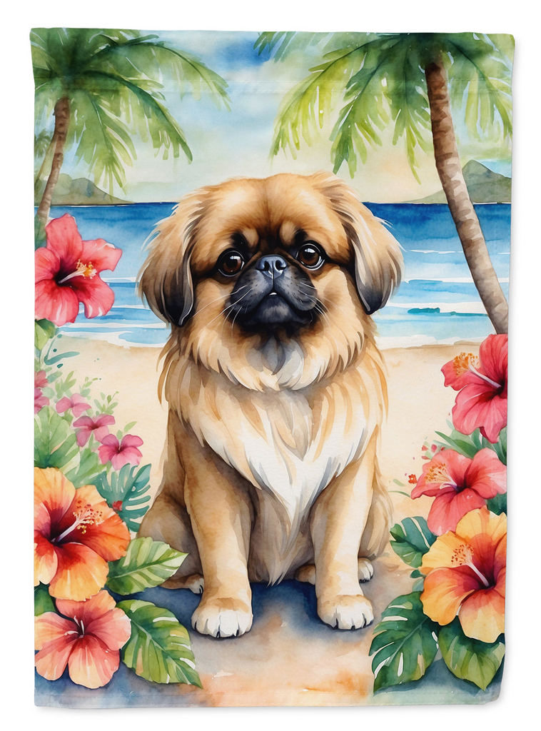 Glamorous Pups : Pekingese Luau House Flag