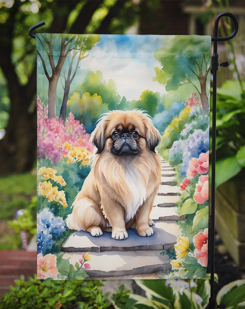 Glamorous Pups : Pekingese Spring Path Garden Flag