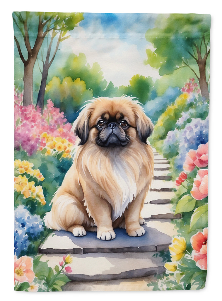 Glamorous Pups : Pekingese Spring Path Garden Flag