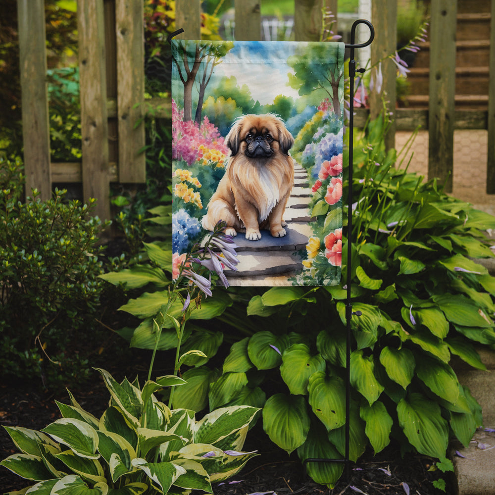 Glamorous Pups : Pekingese Spring Path Garden Flag