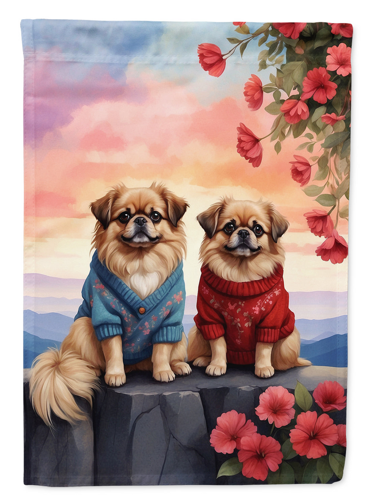 Glamorous Pups : Pekingese Two Hearts House Flag