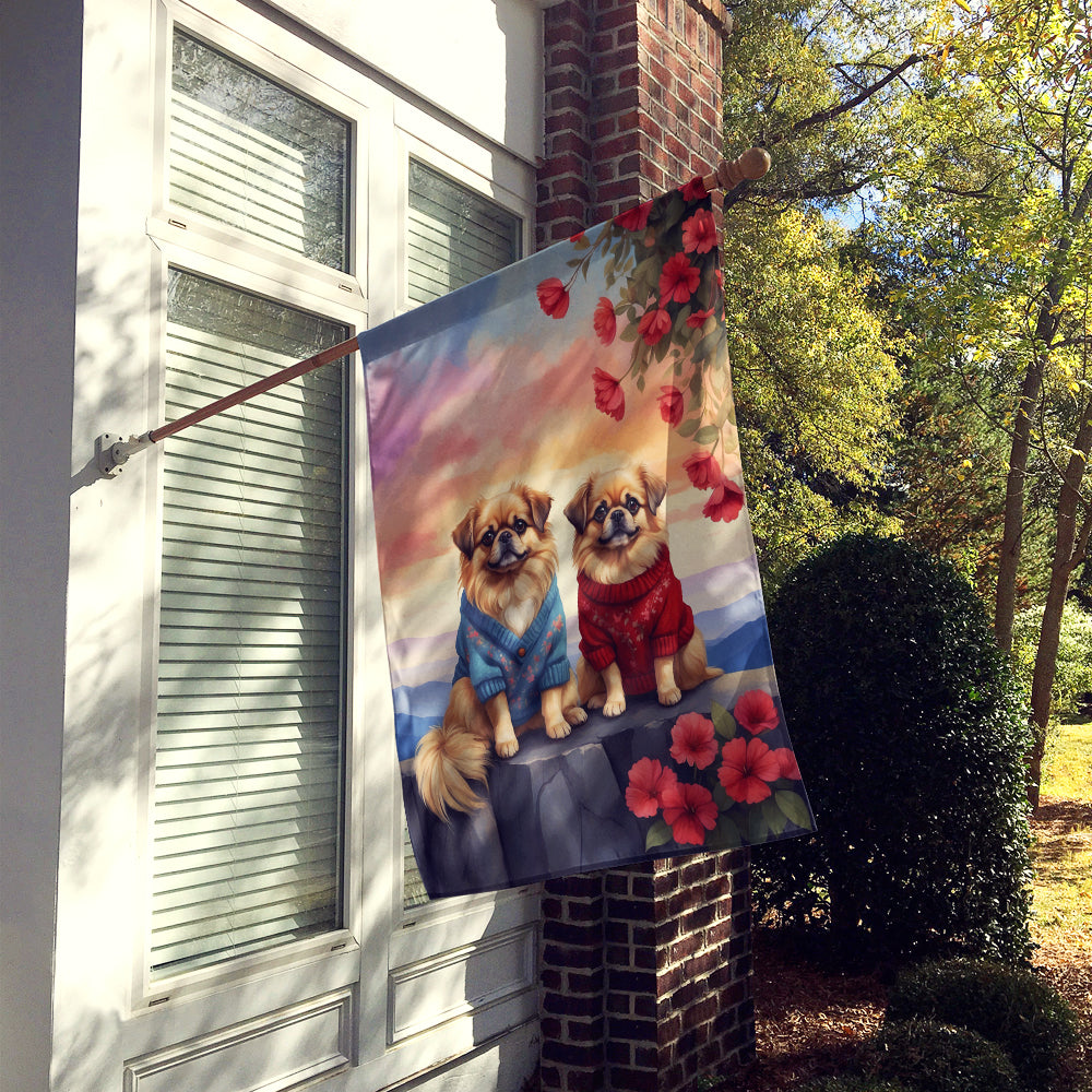 Glamorous Pups : Pekingese Two Hearts House Flag