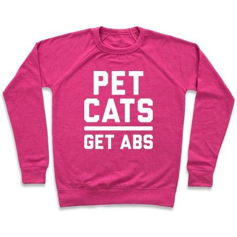Glamorous Pups : PET CATS GET ABS (WHITE) CREWNECK SWEATSHIRT