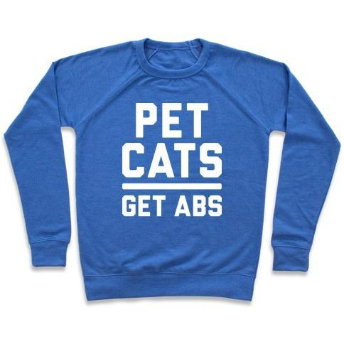 Glamorous Pups : PET CATS GET ABS (WHITE) CREWNECK SWEATSHIRT