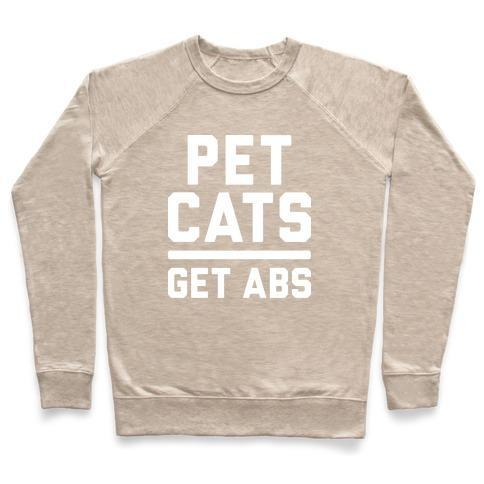Glamorous Pups : PET CATS GET ABS (WHITE) CREWNECK SWEATSHIRT