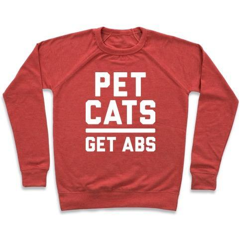Glamorous Pups : PET CATS GET ABS (WHITE) CREWNECK SWEATSHIRT