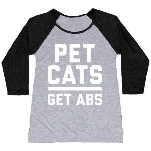 Glamorous Pups : PET CATS GET ABS (WHITE) WOMEN'S TRI-BLEND BASEBALL TEE