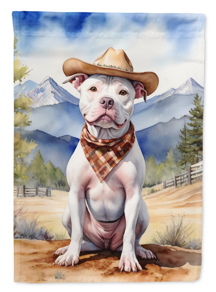 Glamorous Pups : Pit Bull Terrier Cowboy Welcome House Flag