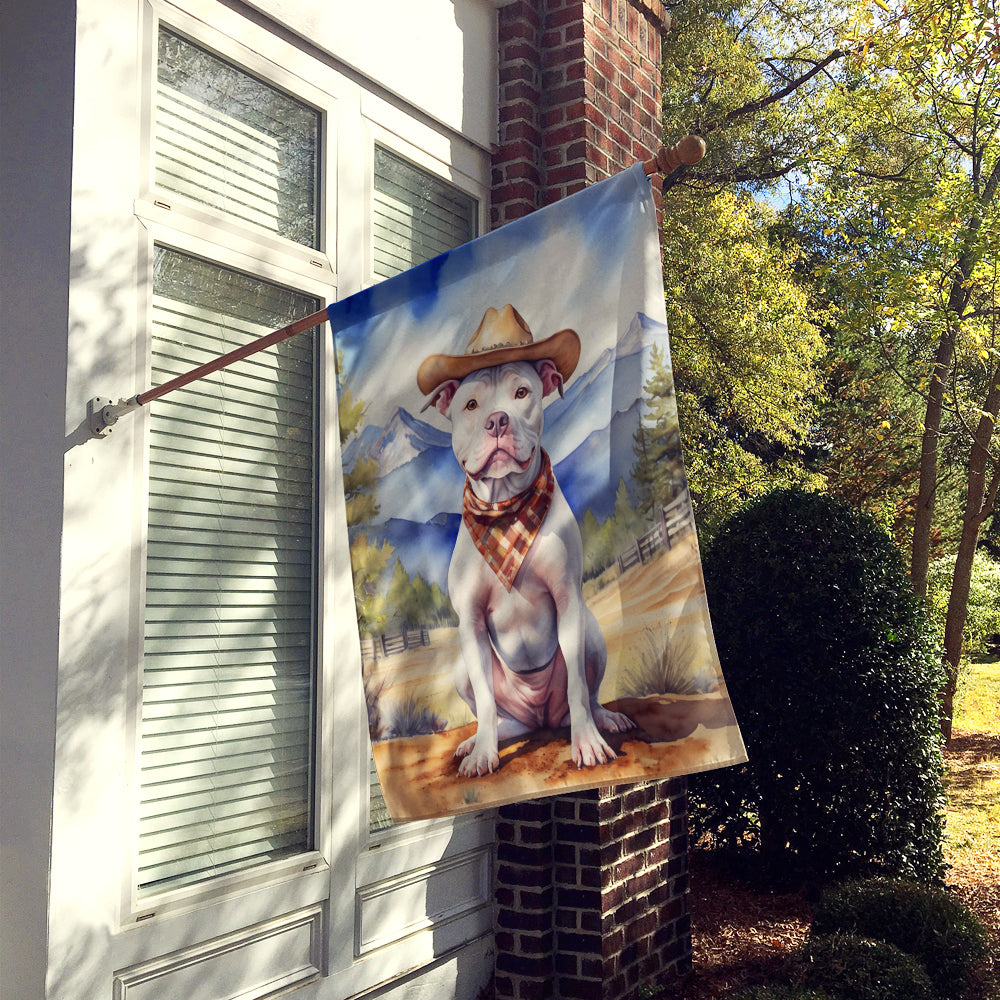 Glamorous Pups : Pit Bull Terrier Cowboy Welcome House Flag