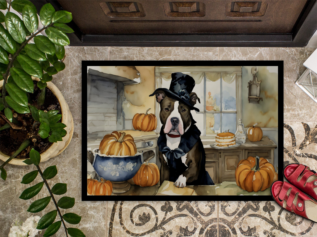 Glamorous Pups : Pit Bull Terrier Fall Kitchen Pumpkins Doormat