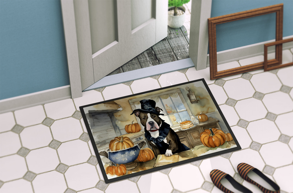 Glamorous Pups : Pit Bull Terrier Fall Kitchen Pumpkins Doormat